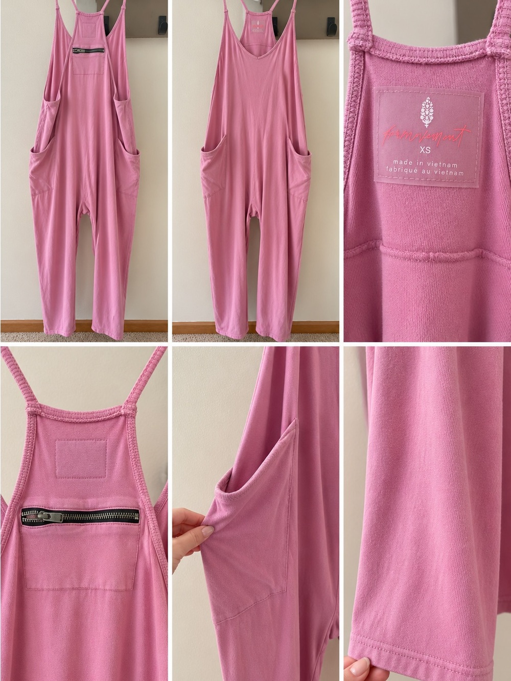 Free People Pink Oversized Jumpsuit Overalls - XS